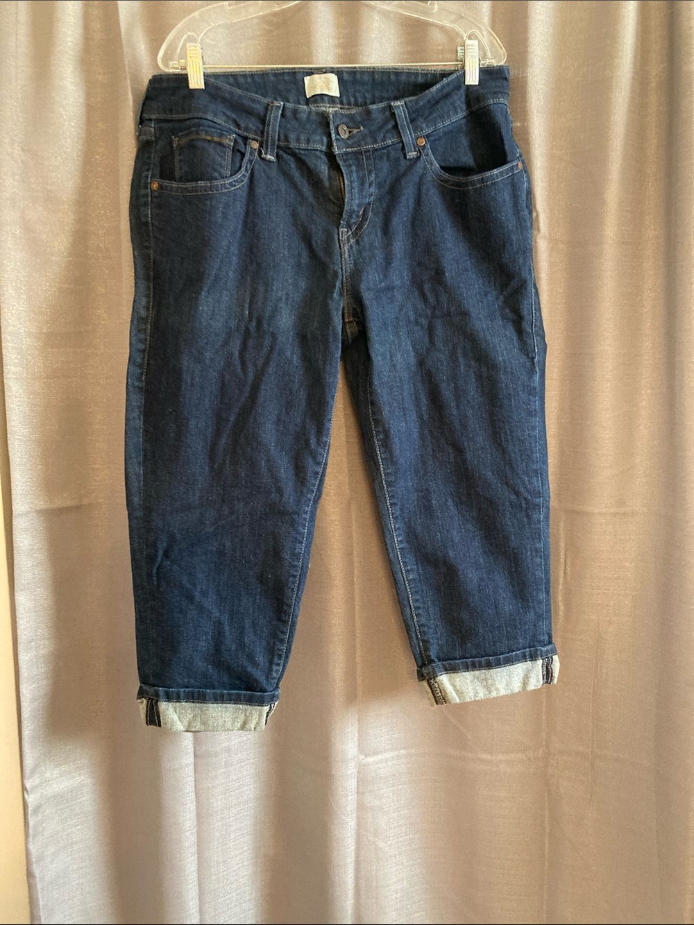 Levi's Dark Blue Cropped Roll-Cuff Jeans